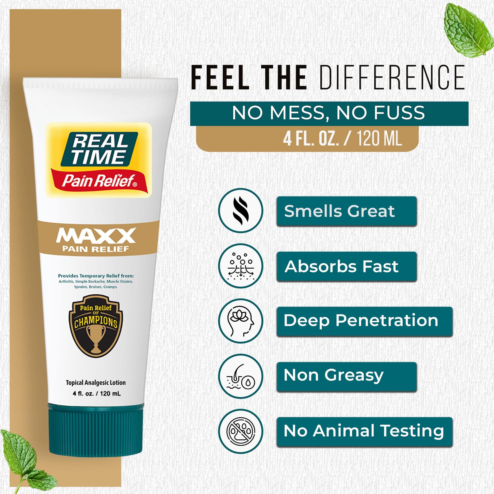 Real Time Pain Relief MAXX 4oz Tube | 18 Natural Ingredients: Arnica, Menthol & Peppermint | Maximum Strength Muscle Pain Relief Lotion for Arthritis, Hands, Ankles, Back, Shoulders, Knees & Joints Real Time Pain ReliefBuy Supplements Australia