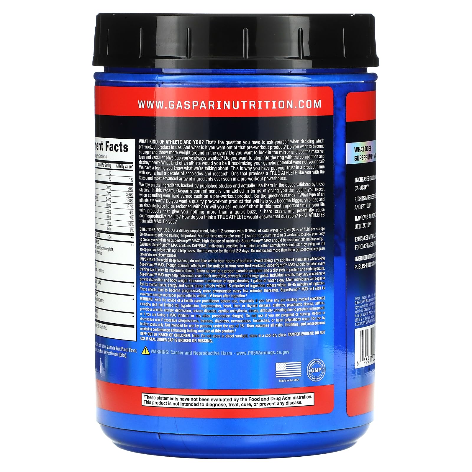 Gaspari Nutrition - SuperPump MAX - The Ultimate Pre Workout Powder, Sustained Energy Gaspari NutritionBuy Supplements Australia