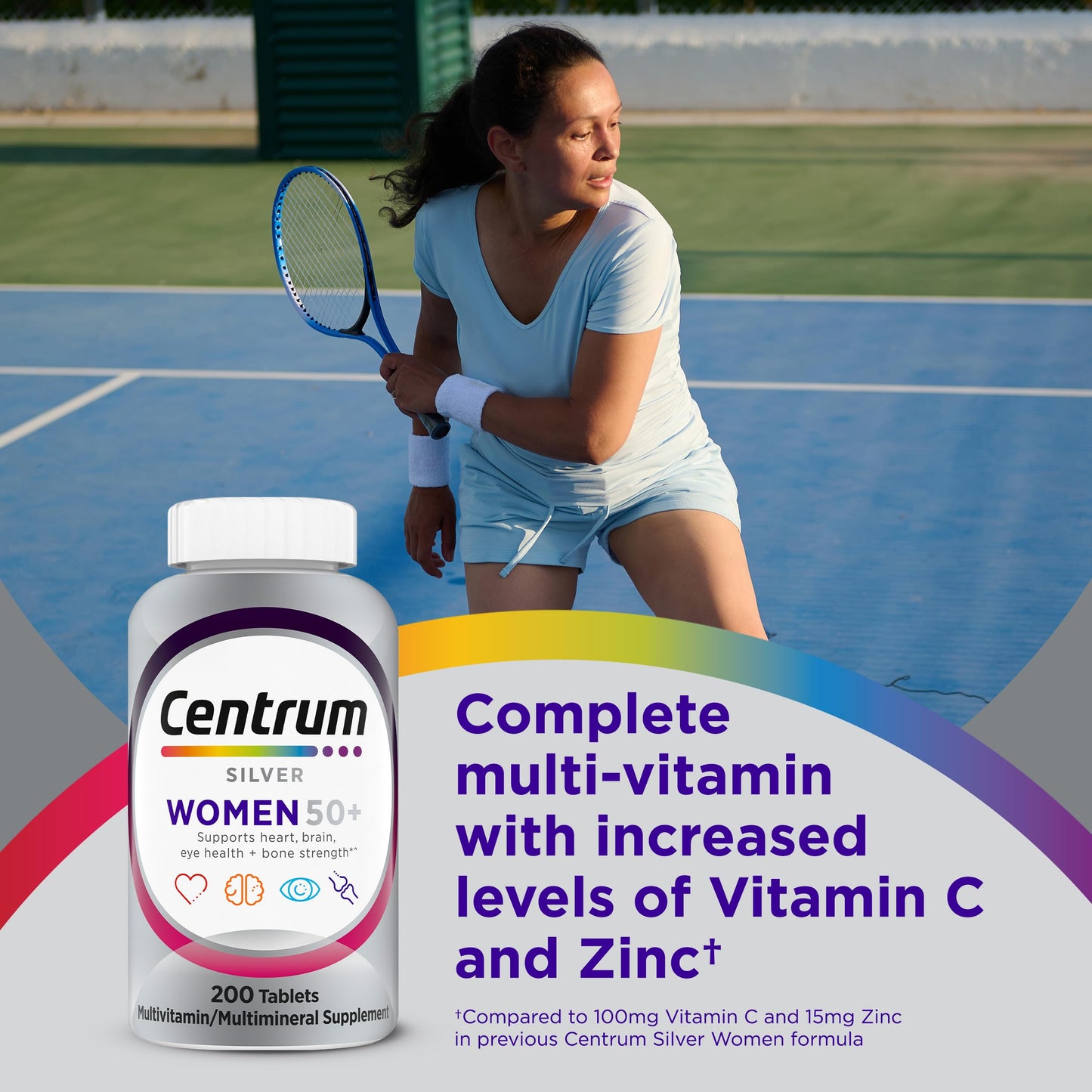 Centrum Silver Women's Multivitamin for Women 50 Plus, Multivitamin/Multimineral Supplement with Vitamin D3, B Vitamins, Non-GMO Ingredients
