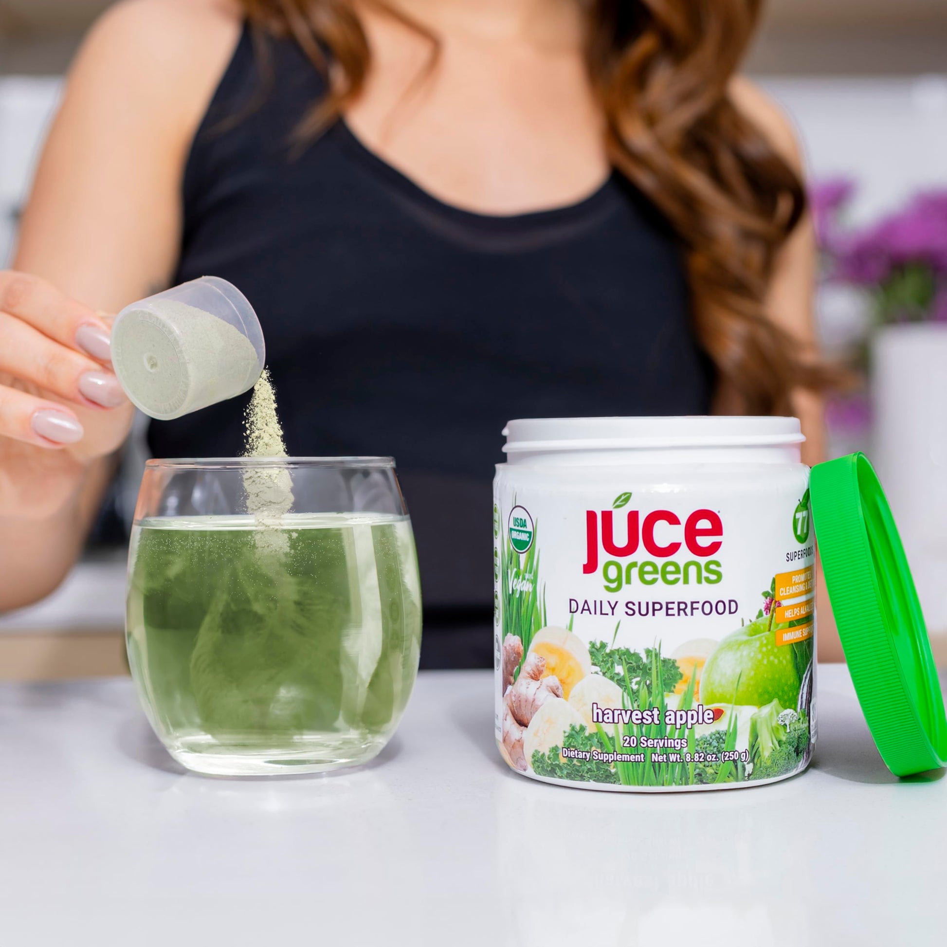 Terra Kai Organics JUCE Green Superfood Powder, Organic Fruits and Veggies Supplement W/ 77 Superfoods Plus Prebiotic Probiotic Blend, Harvest Apple Flavor - 20 Servings (250 g) Terra Kai OrganicsBuy Supplements Australia