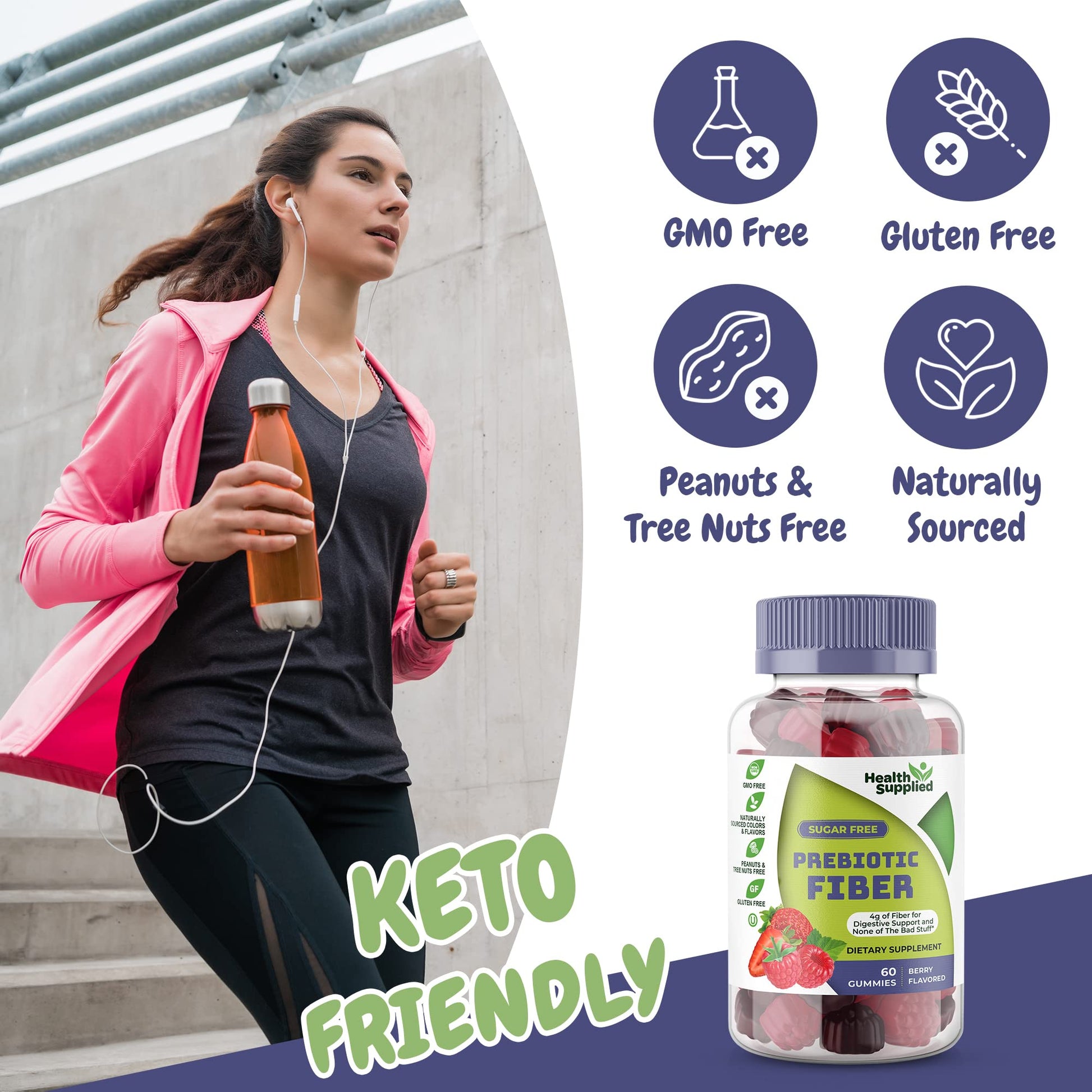 Fiber Prebiotic Gummies Sugar Free, Keto Friendly | Gut Cleansing, Digestive Health Regularity Health SuppliedBuy Supplements Australia