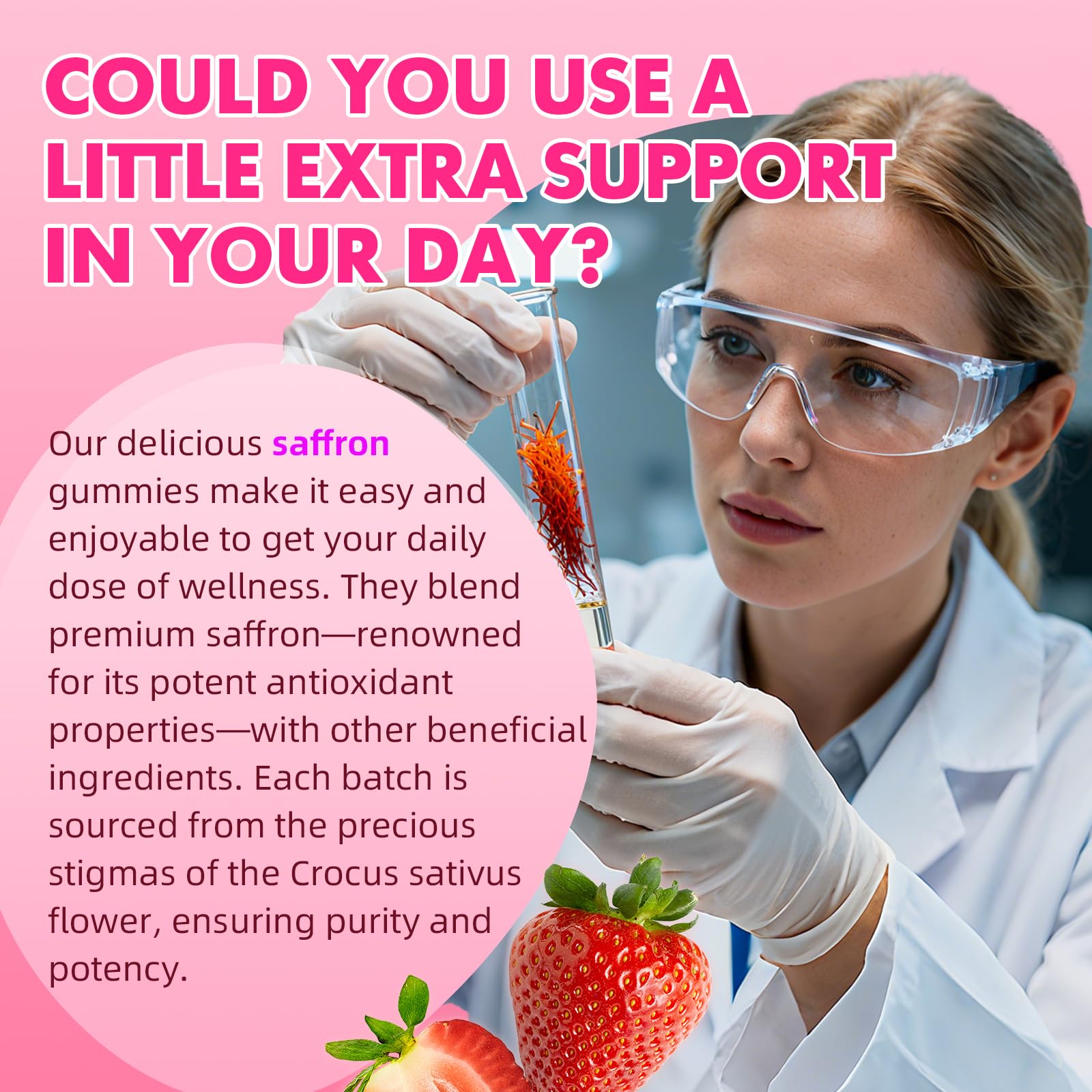 Saffron Gummies for Adult Kids - with Saffron 88.5mg, Vitamins D3 & B6, Magnesium, Zinc, Ashwagandha, L - Theanine, St. John's Wort - Supports Mood & Focus, Strawberry Flavor, 120 Count SaajoorBuy Supplements Australia