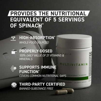 Kaged Multivitamin Capsules | Unflavored | Whole Foods Organic Fruits & Veggies | Plant Based Vegan Multivitamin KagedBuy Supplements Australia