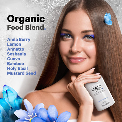 Codeage Biotin Supplement with Vitamin C, Vitamin E, Vitamin B6, Niacin, Folate, Organic Food Blend, Phytoceramides, Astaxanthin, Selenium - Beauty Tonic - Hair, Skin, and Nail Support - Vegan, 90 Ct CodeageBuy Supplements Australia