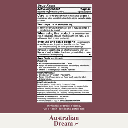 Australian Dream Arthritis Pain Relief Cream - Soothing & Non-Greasy - Powerful Topical Arthritis Pain Relief - Good for Muscle Aches or Joints - 2 oz Jar Australian DreamBuy Supplements Australia