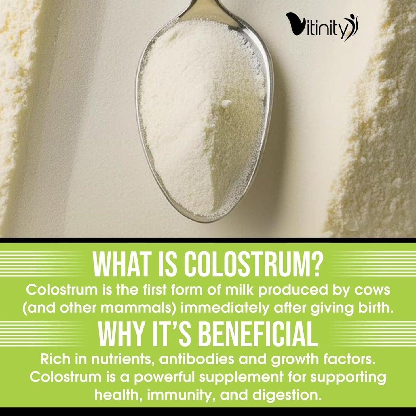 VITINITY Grass Fed Bovine Colostrum Powder for Humans 3000 mg - Natural IgG Colostrum Supplement Gut Health, Immune Support, Muscle Recovery, Wellness | Pure Colostrum Superfood,Unflavored 2 Pack VITINITYBuy Supplements Australia