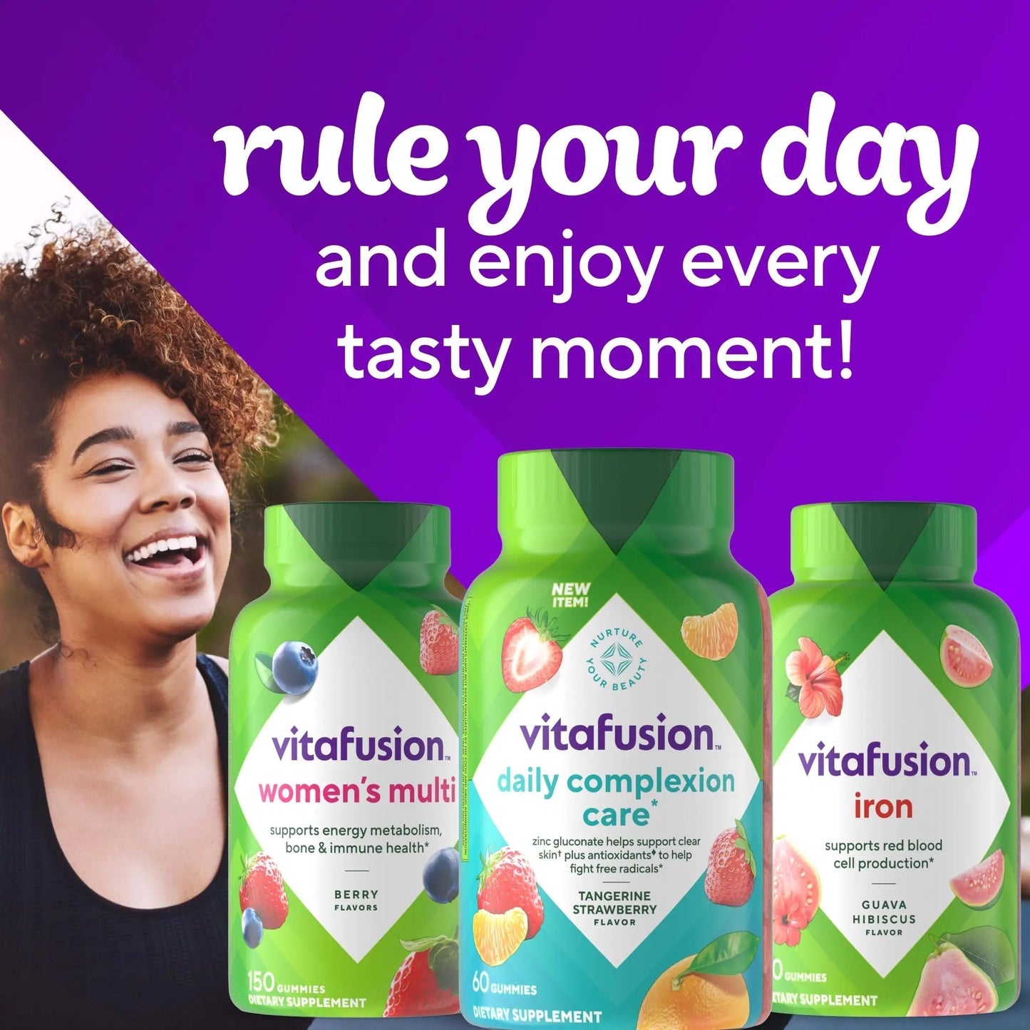 vitafusion Daily Complexion Care (1), Beauty Supplement Helps Support Clear Skin (1) (2) with Zinc Gluconate, Plus Vitamins E & C Vitafusion