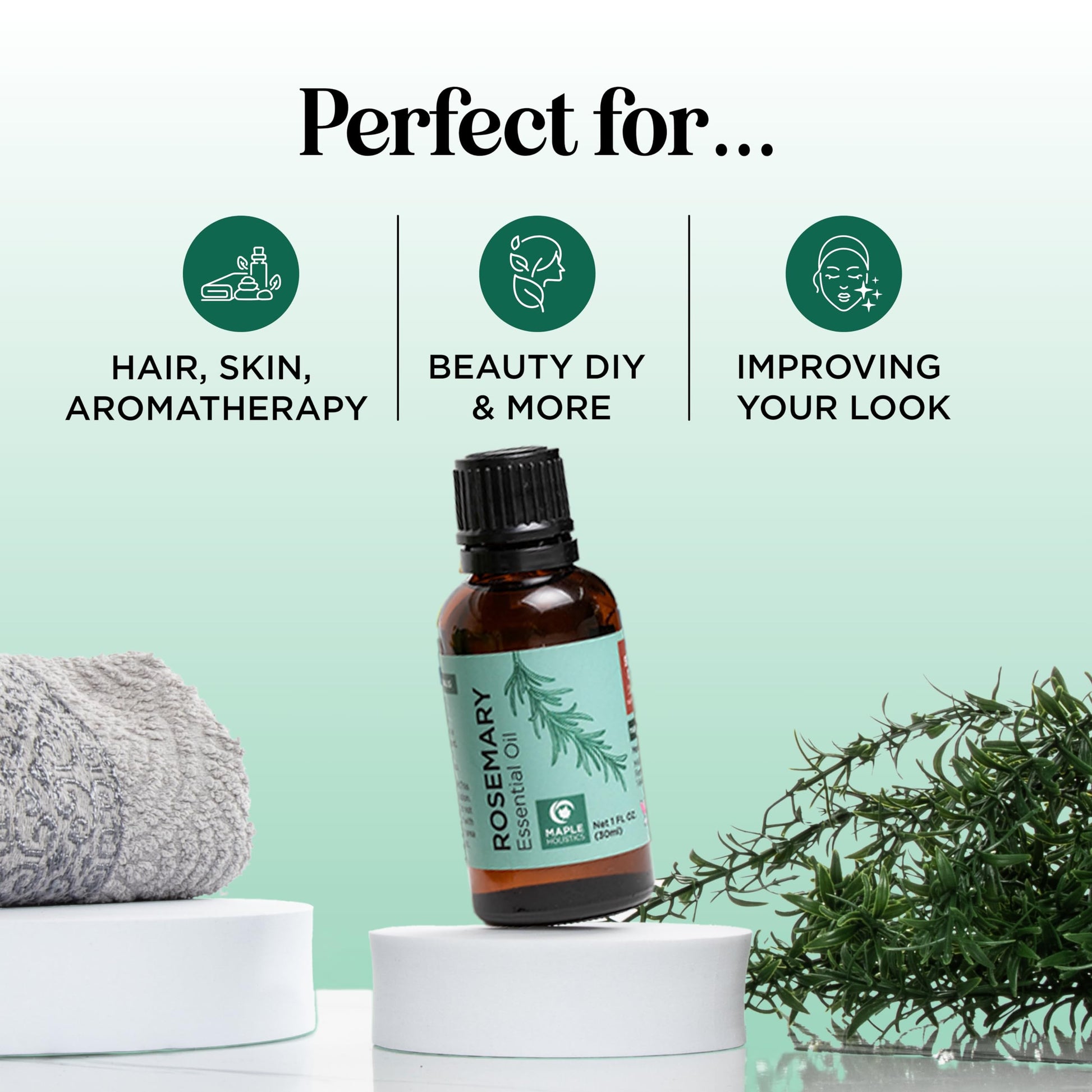 Pure Rosemary Essential Oil for Aromatherapy - Pure Rosemary Oil for Hair Skin and Nails Maple HolisticsBuy Supplements Australia