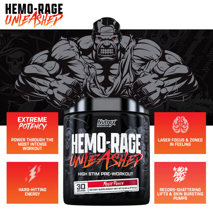 Nutrex Research Hemo-Rage Extreme High Stim Pre Workout Powder | Insane Lasting Energy Nutrex ResearchBuy Supplements Australia
