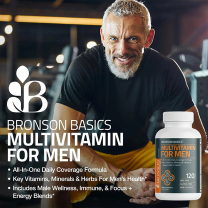 Bronson Multivitamin for Men All-in-One Daily Coverage Formula Key Vitamins, Minerals & Herbs to Support Men's Health, 120 Capsules BronsonBuy Supplements Australia