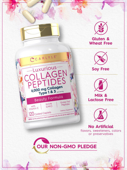 Carlyle Collagen with Vitamin C | 6000mg | 120 Caplets | Multi Collagen Peptide Pills CarlyleBuy Supplements Australia