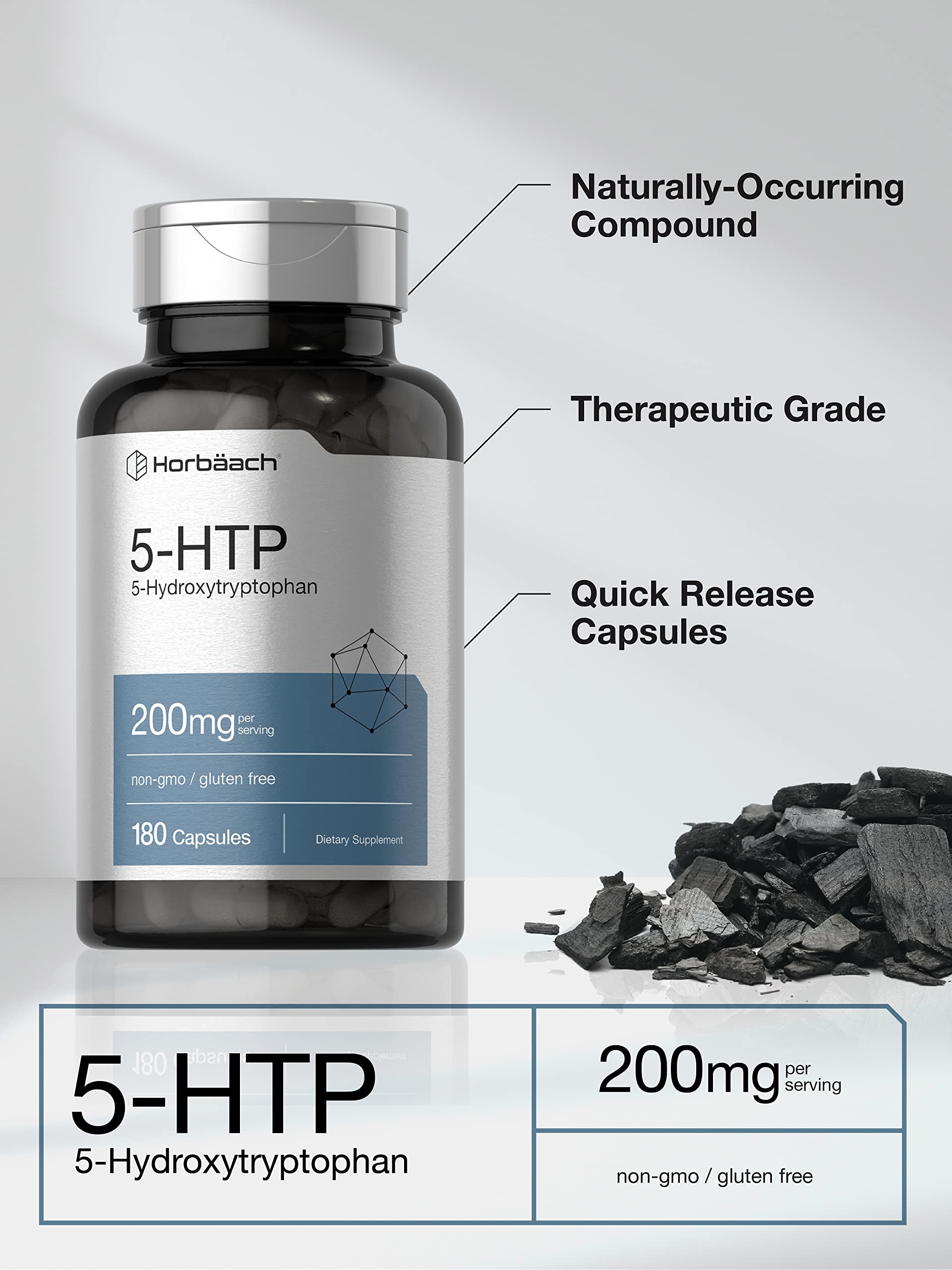 5HTP 200mg Capsules | 180 Capsules | Griffonia Simplicifolia | 5HTP Extra Strength Supple HorbäachBuy Supplements Australia