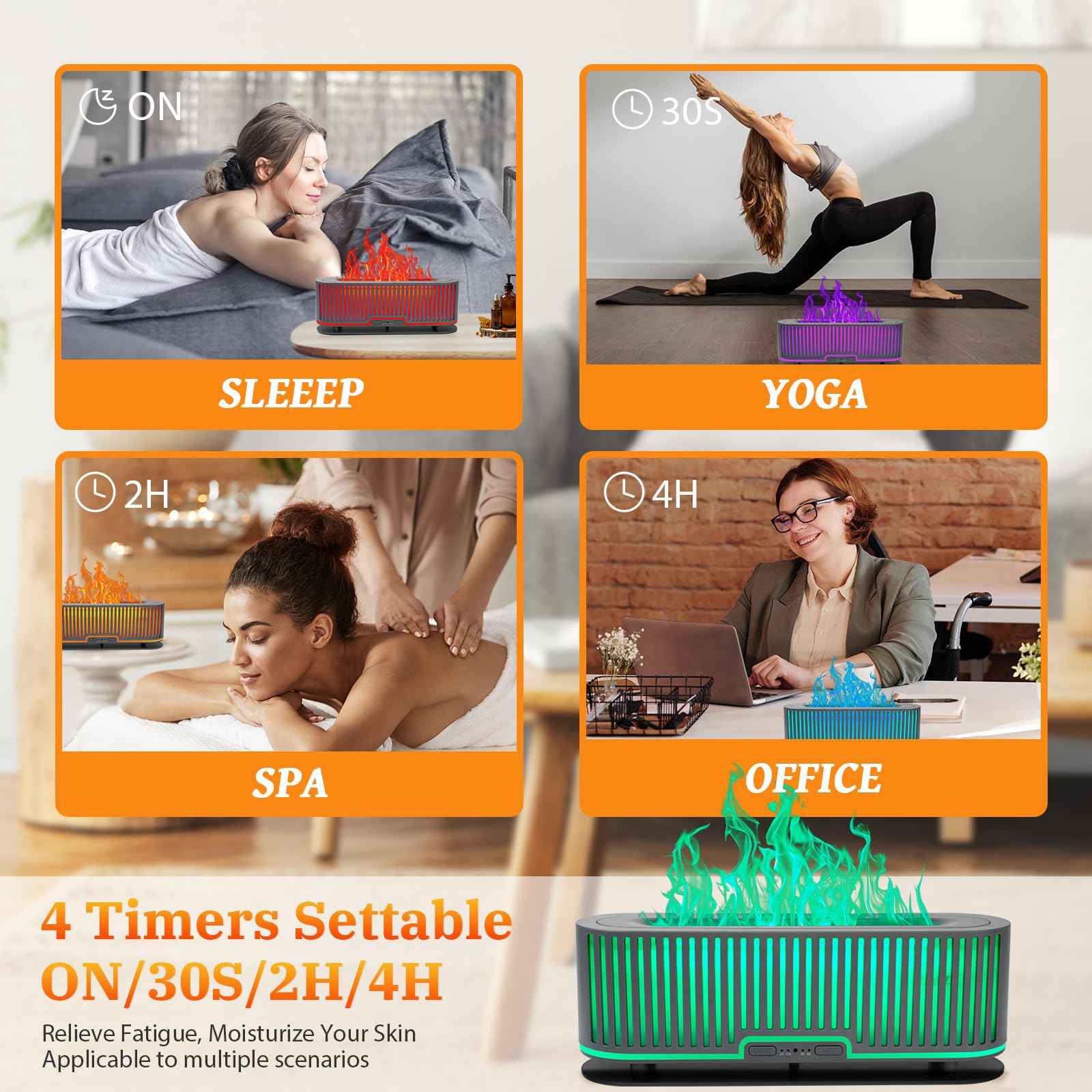 Comfynest Colorful Flame Fire Fireplace Diffuser with 6 Essential Oils Set, Ultrasonic 200ml Essential Oil ComfynestBuy Supplements Australia