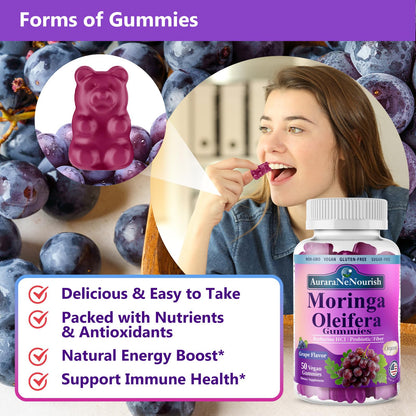 AuraraNeNourish Organic Moringa Oleifera Gummies for Women & Men, 8-in-1 Superfood Blend w. Berberine HCl & Moringa Leaf Extract for GLP-1 Support & Energy Immune Joint & Gut Health Sugar-Free AuraraNeNourishBuy Supplements Australia