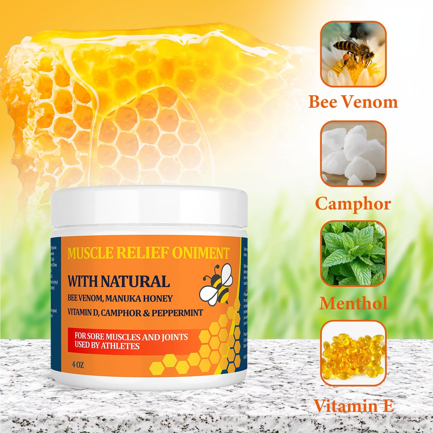 Beeswax and Honey Fast Acting Joint Muscle Bone Cream, Immediate Help for Back, Neck, Hand, Feet, Knee, Shoulder, Topical, Nerve, Plantar, Ankle, Foot Discomfort, Natural Added YOKOBBYESBuy Supplements Australia