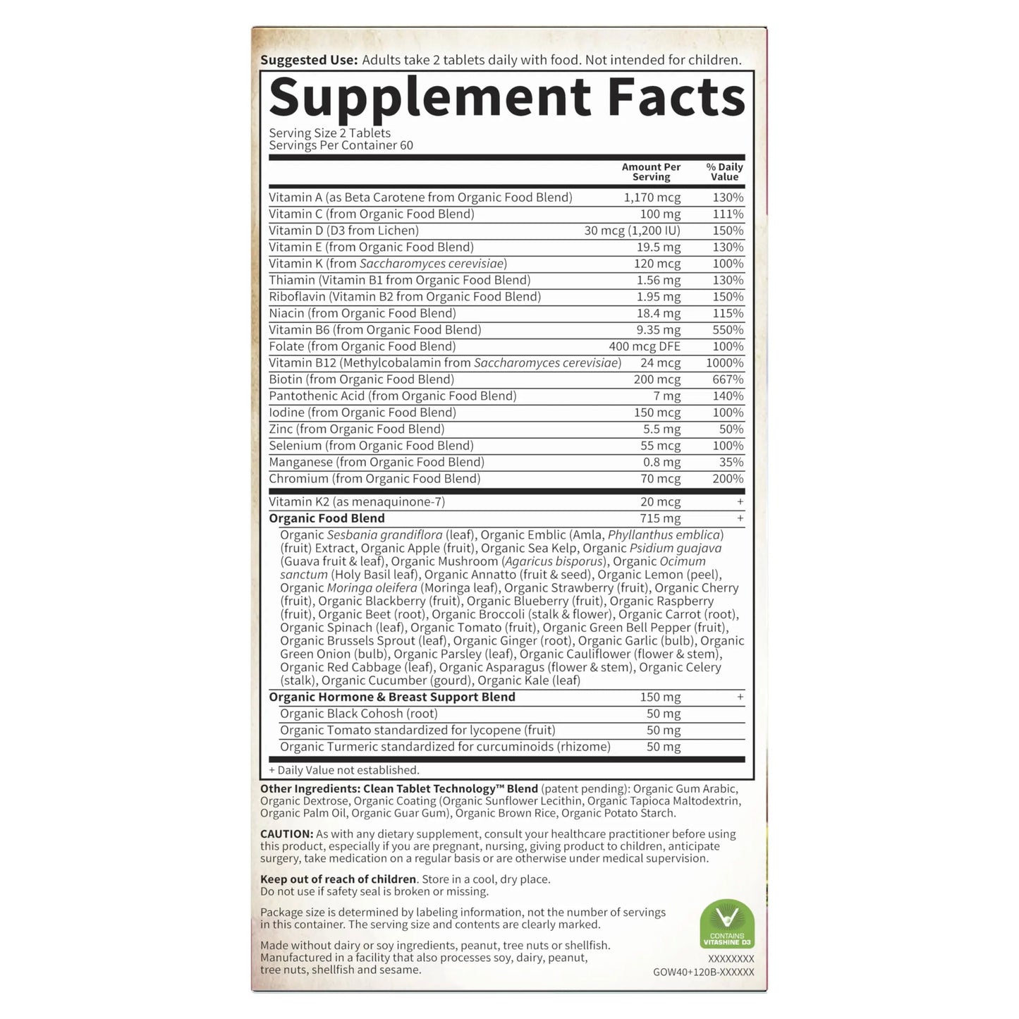 Garden of Life Multivitamin for Women 40 Plus, Organics Womens Vitamins, Hormone & Breast Health Support Blend Garden of Life