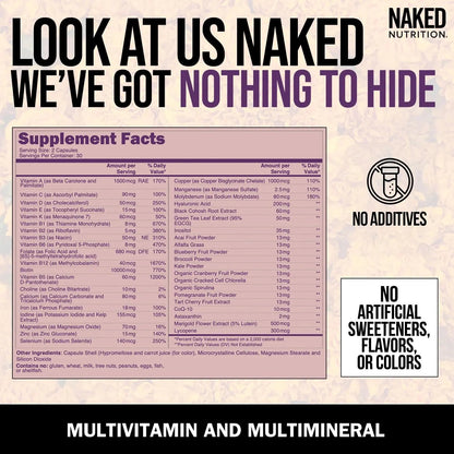 NAKED Nutrition Women's Multi - Daily Multivitamin - Vitamins A, C, E, Selenium, Zinc, Fruit and Super Green Extracts, to Boost Immune Support NAKEDBuy Supplements Australia