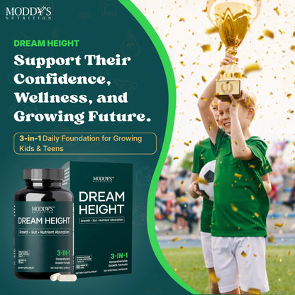 Moddy's Nutrition DreamHeight Growth Supplement for Kids & Teens, Bone, Immune & Sleep Support, Clinically Studied Formula, 120 Small Easy-to-Swallow Capsules Moddy's NutritionBuy Supplements Australia