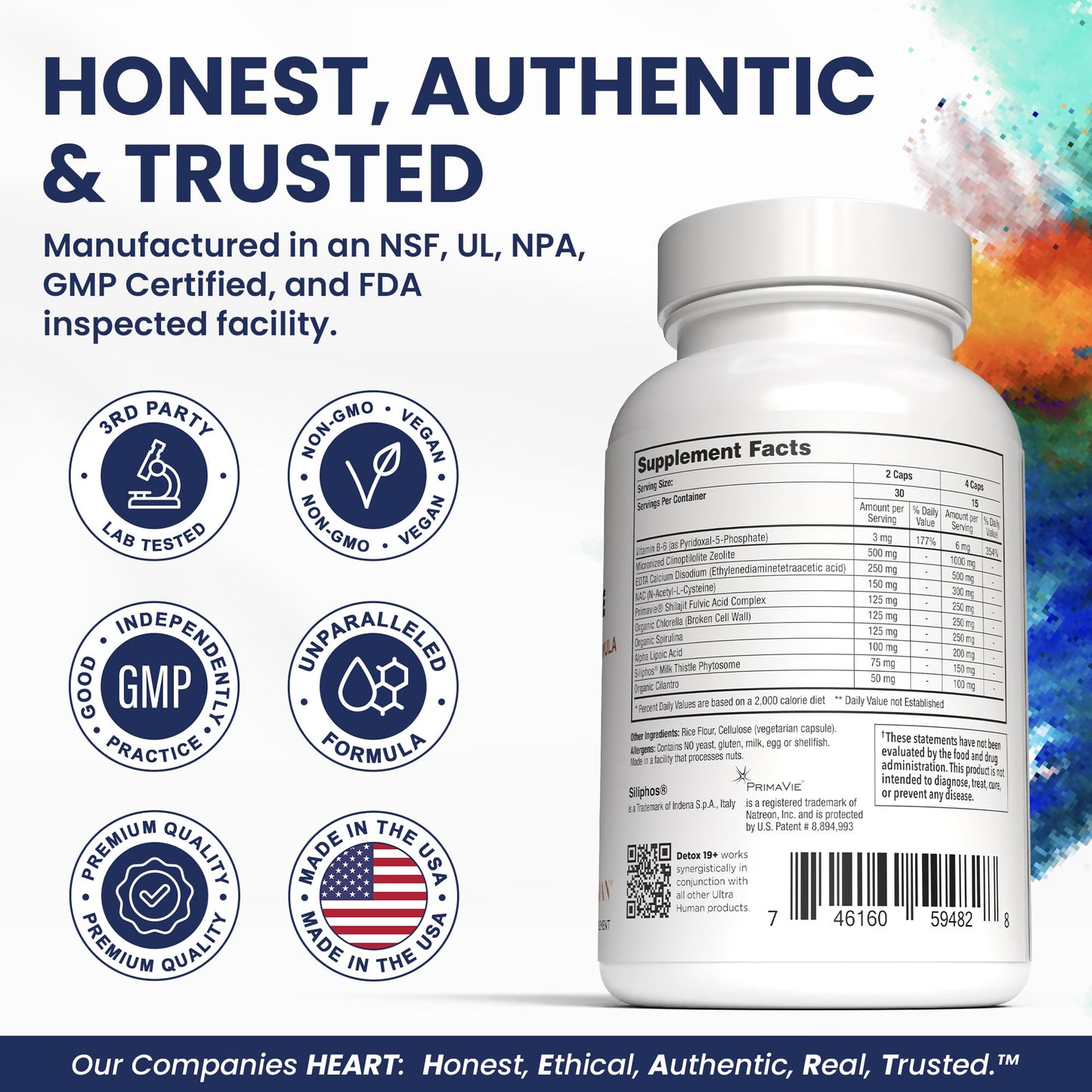 Ultra Human Daily Wellness Support – Heavy Metal Detox Cleanse, with Zeolite, Shilajit, Organic Chlorella & Spirulina, NAC & Alpha Lipoic. Supports Daily Detox, Cognition, Immune System -(Made in USA) Ultra HumanBuy Supplements Australia