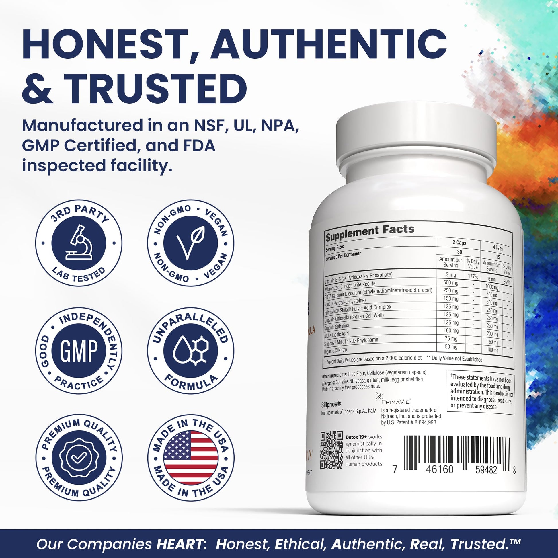 Ultra Human Daily Wellness Support – Heavy Metal Detox Cleanse, with Zeolite, Shilajit, Organic Chlorella & Spirulina, NAC & Alpha Lipoic. Supports Daily Detox, Cognition, Immune System -(Made in USA) Ultra HumanBuy Supplements Australia