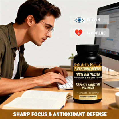 Herb Activ Natural Primal Multivitamin - 21 Essential Vitamins & Minerals - Daily Vitamin & Mineral Supplement - Energy & Wellness Support - 30 Capsules Herb Activ NaturalBuy Supplements Australia