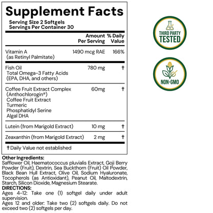 LYTTON EyeQ Duo Digital Eye & Focus Support – Patented Anthochlorogin for Brain-Eye Connection, Promotes Ocular Vitality – Rapid Visual Comfort & Natural Formula for Screen Users, 60 Softgels LYTTONBuy Supplements Australia