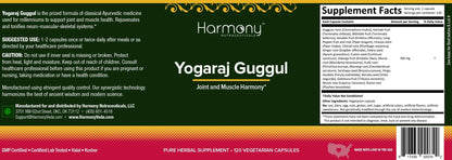 Harmony Nutraceuticals Yogaraj Guggulu - Organic - 120 Capsules - Ayurvedic Herbs for Pain in The Muscles, Nerves & Joints Harmony NutraceuticalsBuy Supplements Australia