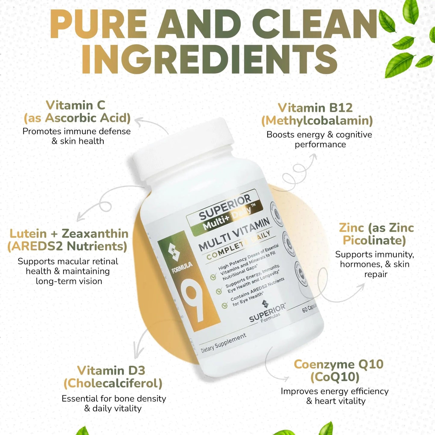 Superior Formulas LLC High Potency Multivitamin with AREDS2 Nutrients; Physician-Formulated Daily Supplement with Lutein, Zeaxanthin, Zinc, Vitamin C & E Superior Formulas LLC