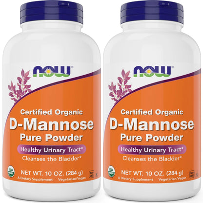 NOW Foods Pure, Organic D-Mannose 10 oz Powder (Pack of 2) - Bladder Cleanse and Urinary Tract Health Supplement - Non-GMO - Vegan Friendly - 2000mg / 2 Grams per Serving NOW FoodsBuy Supplements Australia