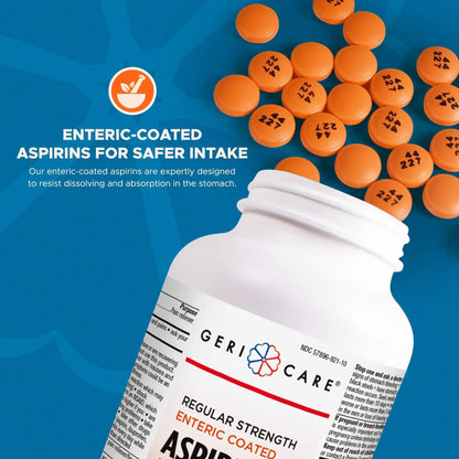 GeriCare Enteric Coated Aspirin Tablets 325mg (1000 Count) NSAID Pain Reliever & Fever Reducer for Adults- Regular Strength Aspirin for Headache Arthritis Menstrual & Muscle Pain GeriCareBuy Supplements Australia