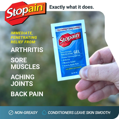 Stopain Pain Relief 3g Gel Packets, 100ct, 8% Menthol, Topical Pain Relief, Knee Pain Relief, Back Pain Relief, and Arthritis Pain Relief, Perfect for Workplace First Aid Cabinets, Made in USA StopainBuy Supplements Australia