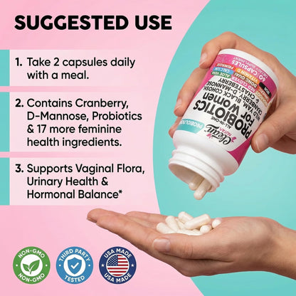 Clean Nutraceuticals Probiotics for Women with D Mannose, Cranberry Extract, Wild Yam, Chasteberry - 20 Probiotic and Prebiotic Strains - PH Balance, Womens Probiotic for Digestive Health - 60 Count Clean NutraceuticalsBuy Supplements Australia