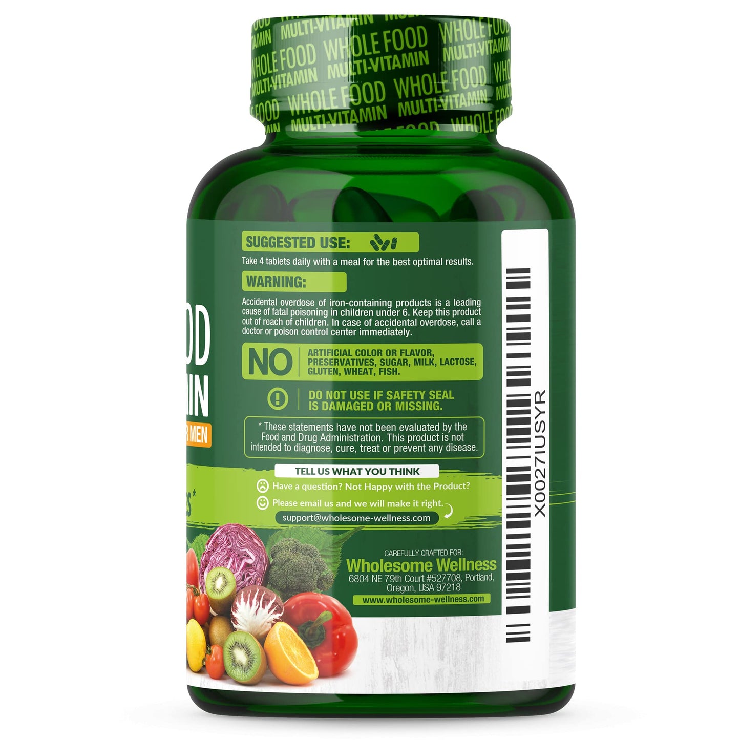 Whole Food Multivitamin for Men - Natural Multi Vitamins, Minerals, Organic Extracts Wholesome WellnessBuy Supplements Australia