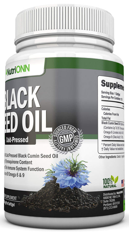 Black Seed Oil - 1000 Mg - 180 Softgels - Cold-Pressed Non-GMO Black Cumin Seed NutriONNBuy Supplements Australia