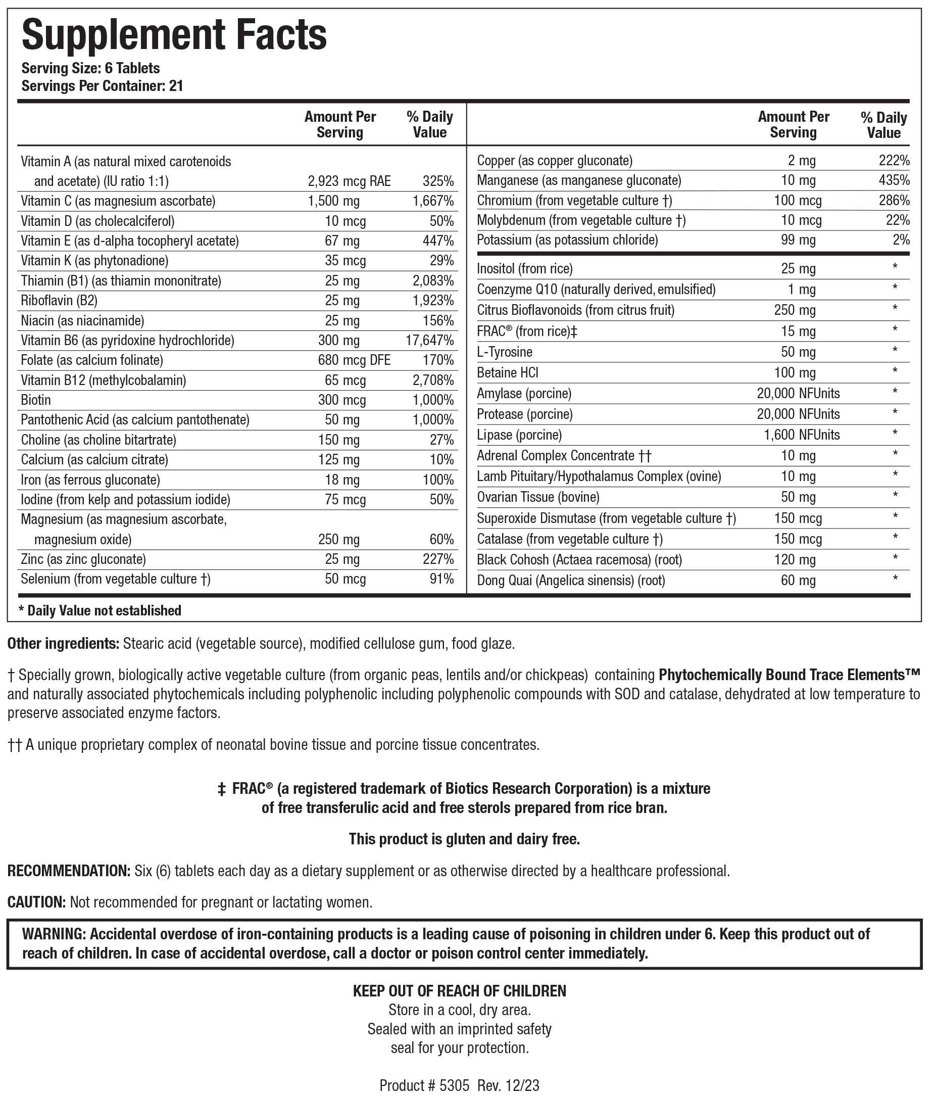 Biotics Research Equi Fem Multi-Vitamin Mineral Supplement for Women, High Dose Multi for Pre Menstrual Support, Hormonal Support, Black Cohosh, Dong Quai, Digestive Enzyme Support 126 Tablets BIOTICS RESEARCHBuy Supplements Australia