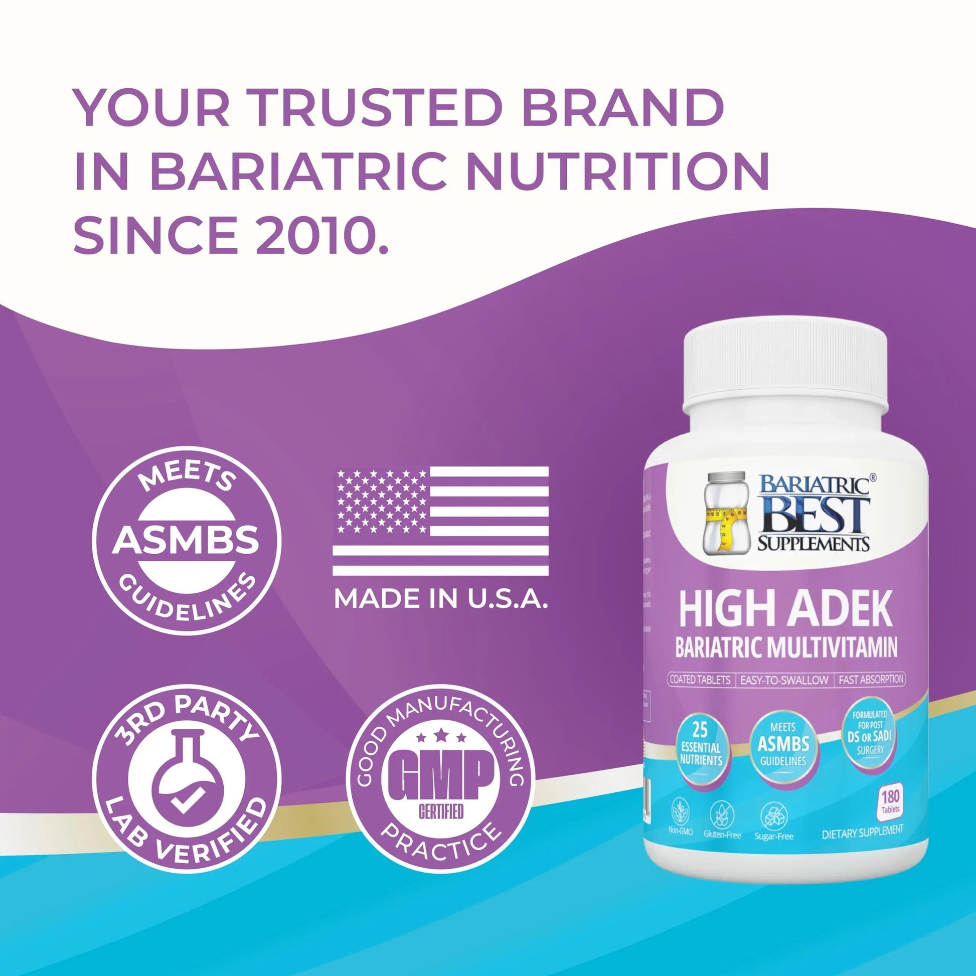 High A D E K Bariatric Multivitamin for Post DS/SADI Surgery, 25 Essential Nutrients for Post-Weight Loss Surgery, 180 Tablets Bariatric Best SupplementsBuy Supplements Australia