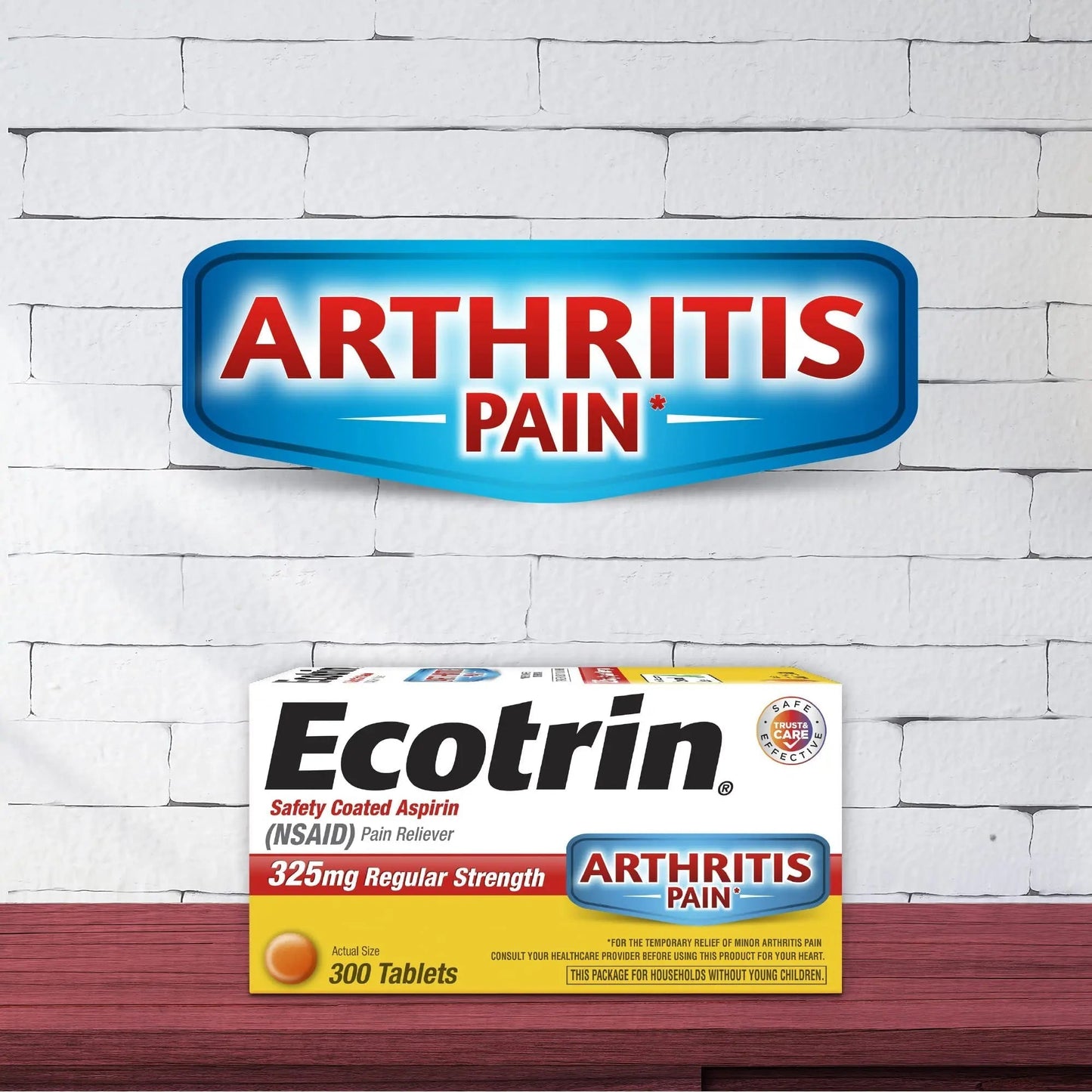 Ecotrin Regular Strength 325mg Aspirin Safetey Coated Tablets, Arthritis, Toothache & Headache Relief Designed to Protect the Stomach, 125 Count EcotrinBuy Supplements Australia