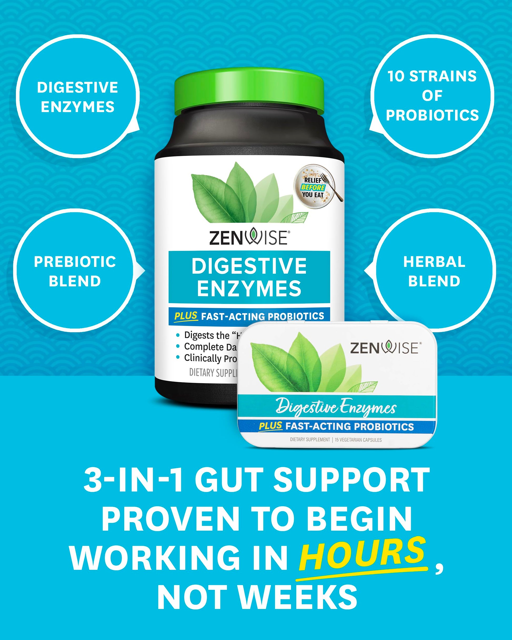 Zenwise Digestive Enzymes - Probiotic Multi Enzymes with Probiotics, 115 Ct Zenwise HealthBuy Supplements Australia