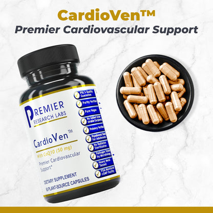 Premier Research Labs CardioVen - CoQ10, Coenzyme Q10, Co Q 10 Supplement 50mg, Ubiquinol with Chlorella, Tocotrienol & Cayenne Pepper for Heart Health, Antioxidant Support - 60 Vegetarian Capsules Premier Research LabsBuy Supplements Australia