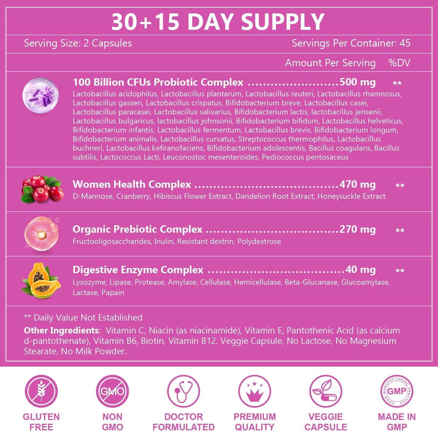 Probiotics for Women Digestive Health, 100 Billion CFUs Probiotic with Digestive Enzymes NATURE TARGETBuy Supplements Australia