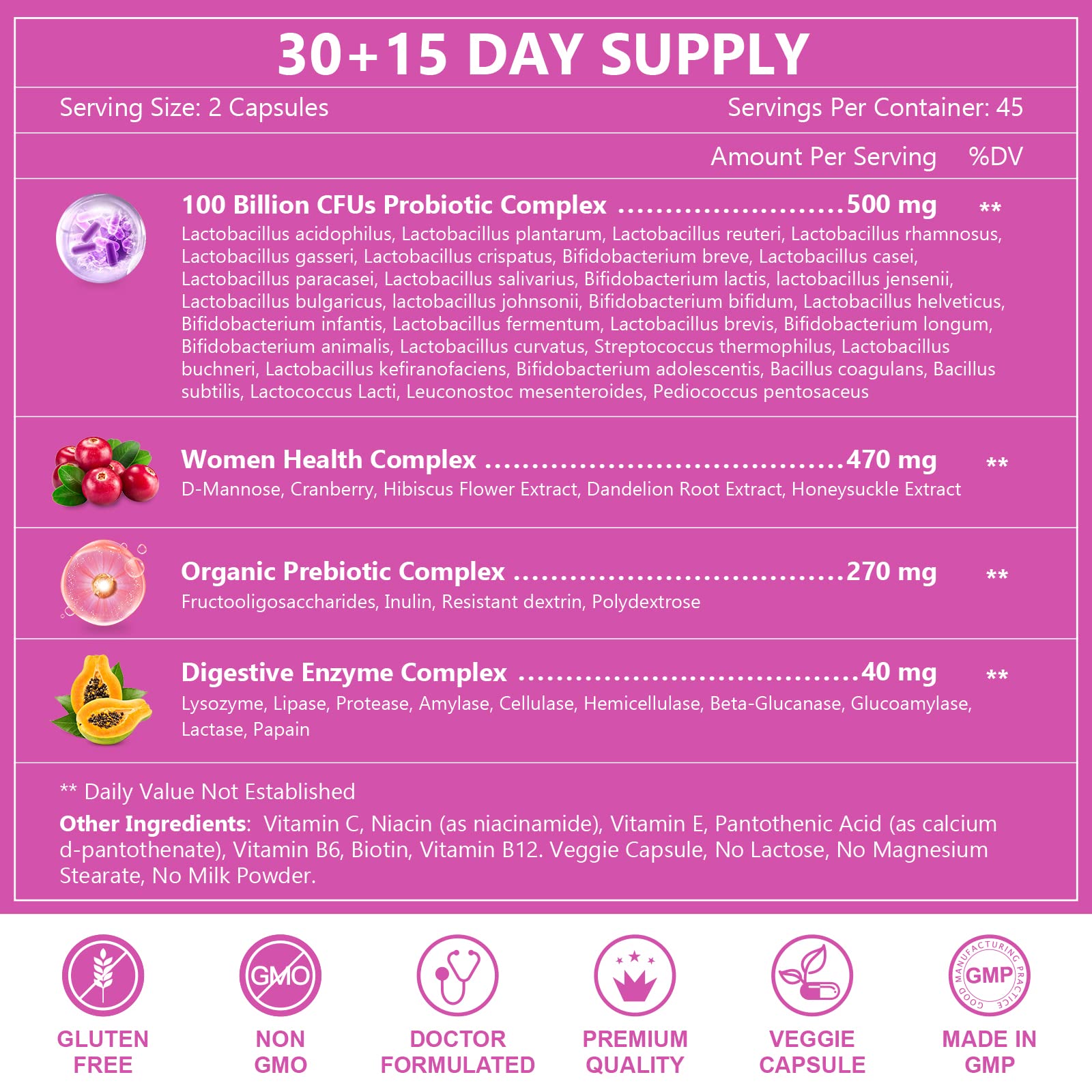 Probiotics for Women Digestive Health, 100 Billion CFUs Probiotic with Digestive Enzymes NATURE TARGETBuy Supplements Australia