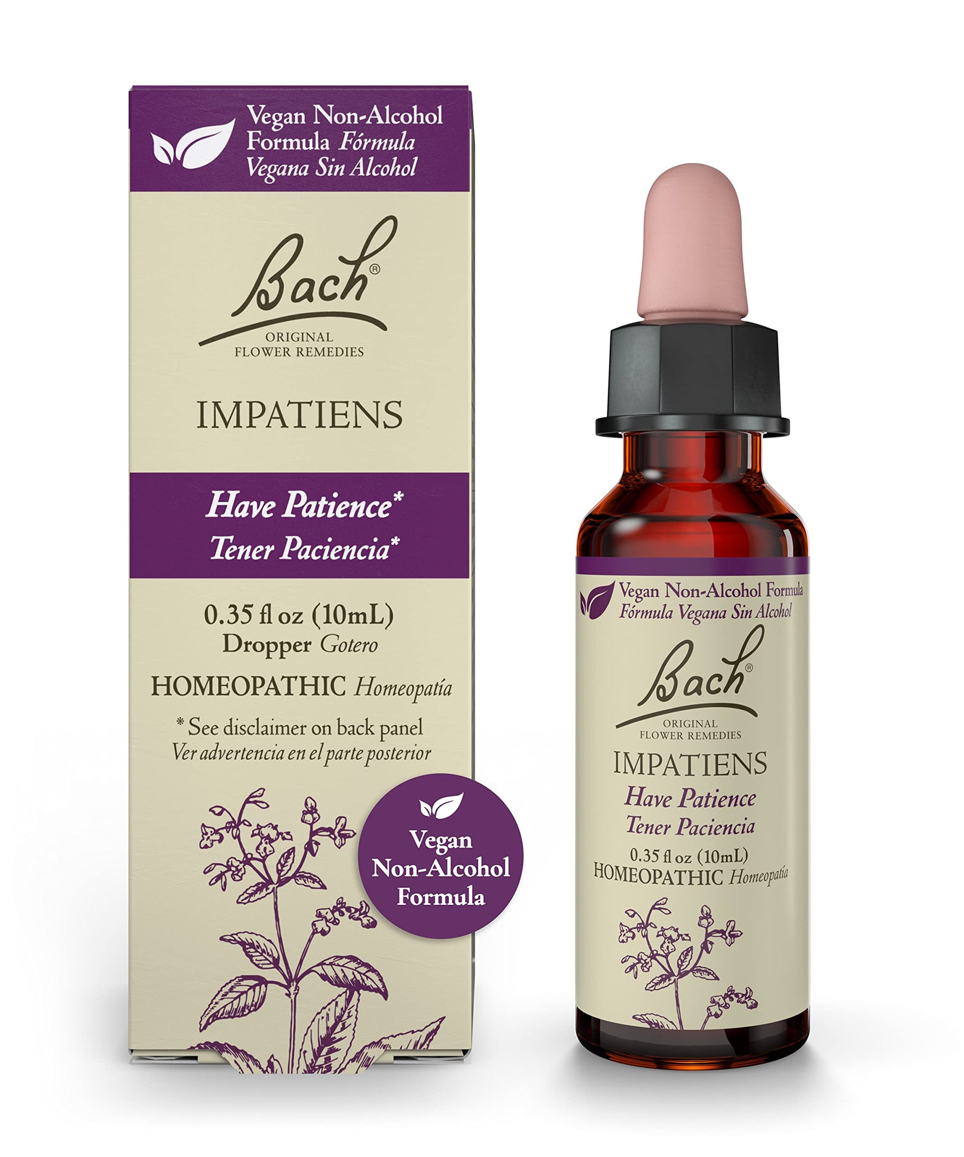 Bach Original Flower Remedies, Impatiens for Patience (Non-Alcohol Formula), Natural Homeopathic BachBuy Supplements Australia