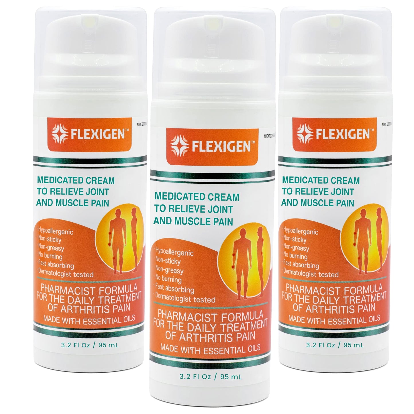 FLEXIGEN Pain Cream Lotion 3-Pack – Natural Menthol Formula with Frankincense & Essential Oils – Fast-Acting, Non-Greasy, Pleasant Scent FLEXIGENBuy Supplements Australia