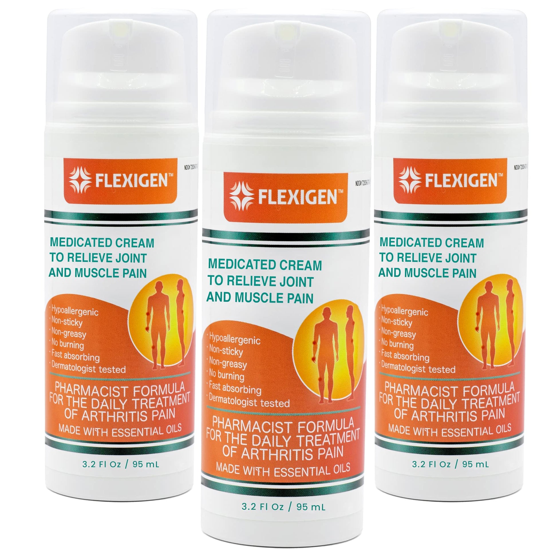 FLEXIGEN Pain Cream Lotion 3-Pack – Natural Menthol Formula with Frankincense & Essential Oils – Fast-Acting, Non-Greasy, Pleasant Scent FLEXIGENBuy Supplements Australia