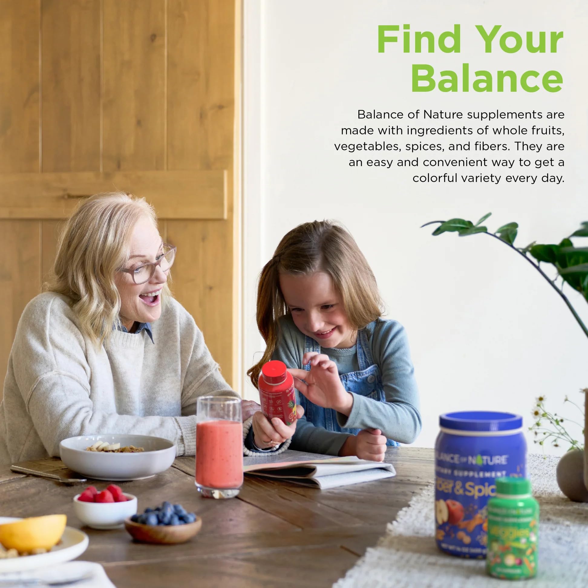 Balance of Nature Whole Health System - Whole Food Fruits & Veggies and Fiber & Spice Supplements - 30 Servings Each Balance of NatureBuy Supplements Australia