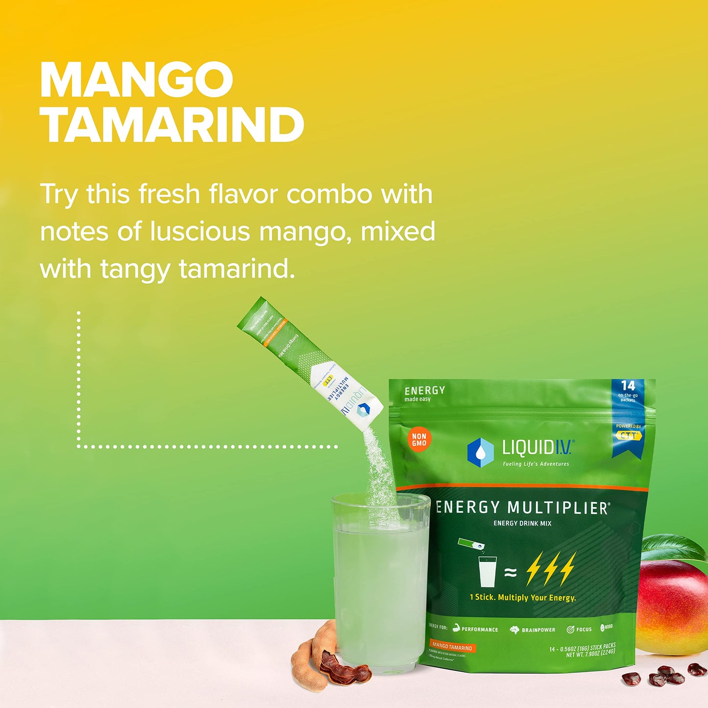 Liquid I.V. Hydration + Energy Multiplier - Mango Tamarind - Hydration Powder Liquid I.V.Buy Supplements Australia