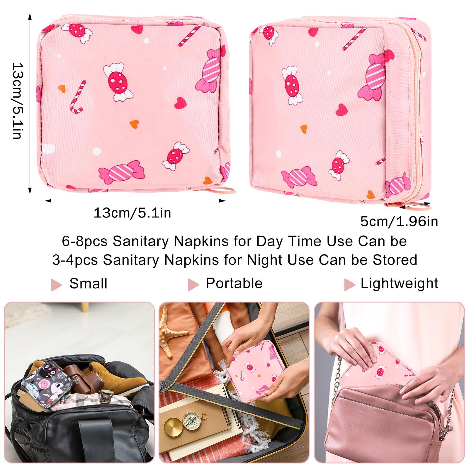 Abeillo 2Pcs Period Bag with Heart Carbiner, Sanitary Pad Storage Bag Samll Period Pouch AbeilloBuy Supplements Australia
