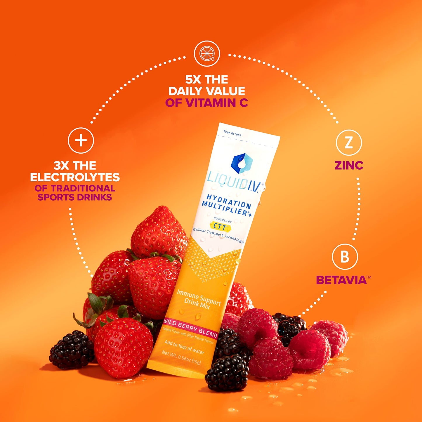 Liquid I.V. Hydration Multiplier + Immune Support -Wild Berry Blend - Hydration Powder Liquid I.V.Buy Supplements Australia