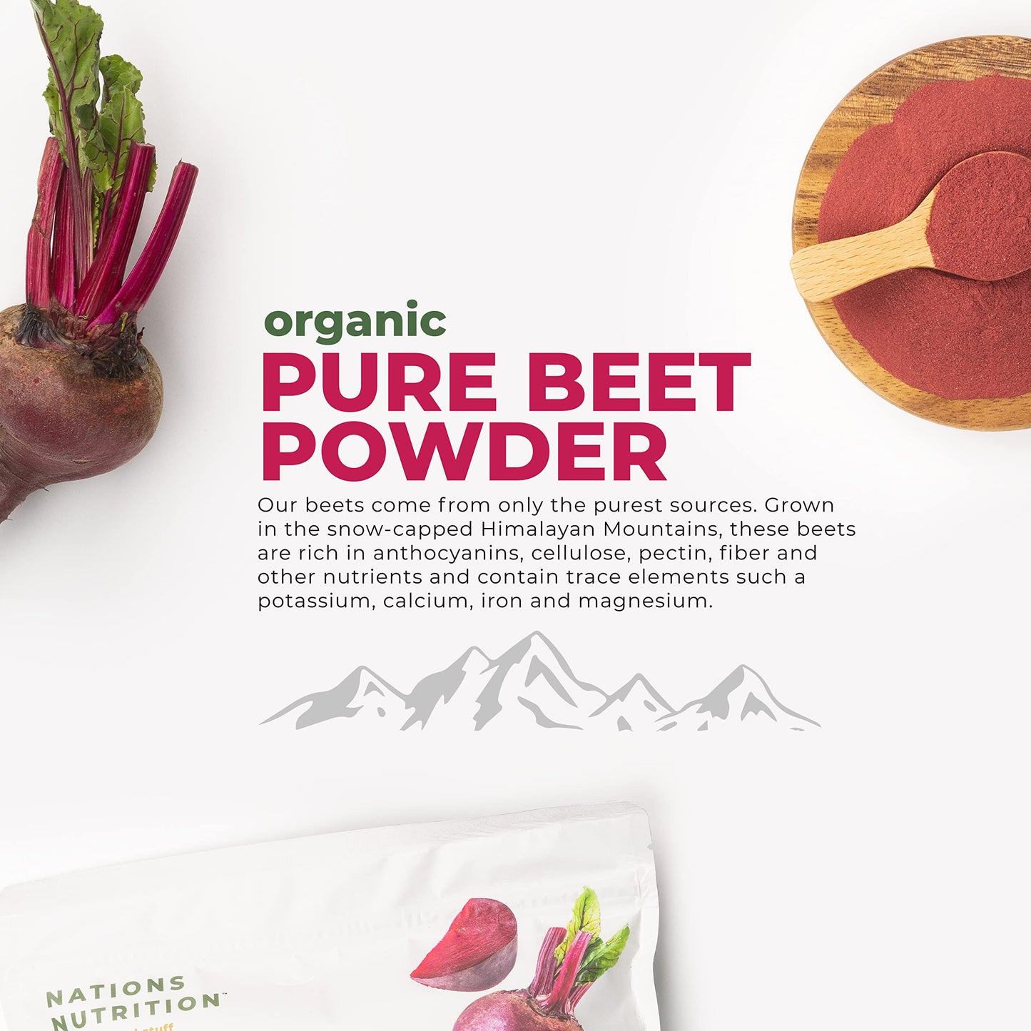 Nations Nutrition Pure Beet Root Powder Organic - Nitric Oxide Circulation Superfood Nations NutritionBuy Supplements Australia