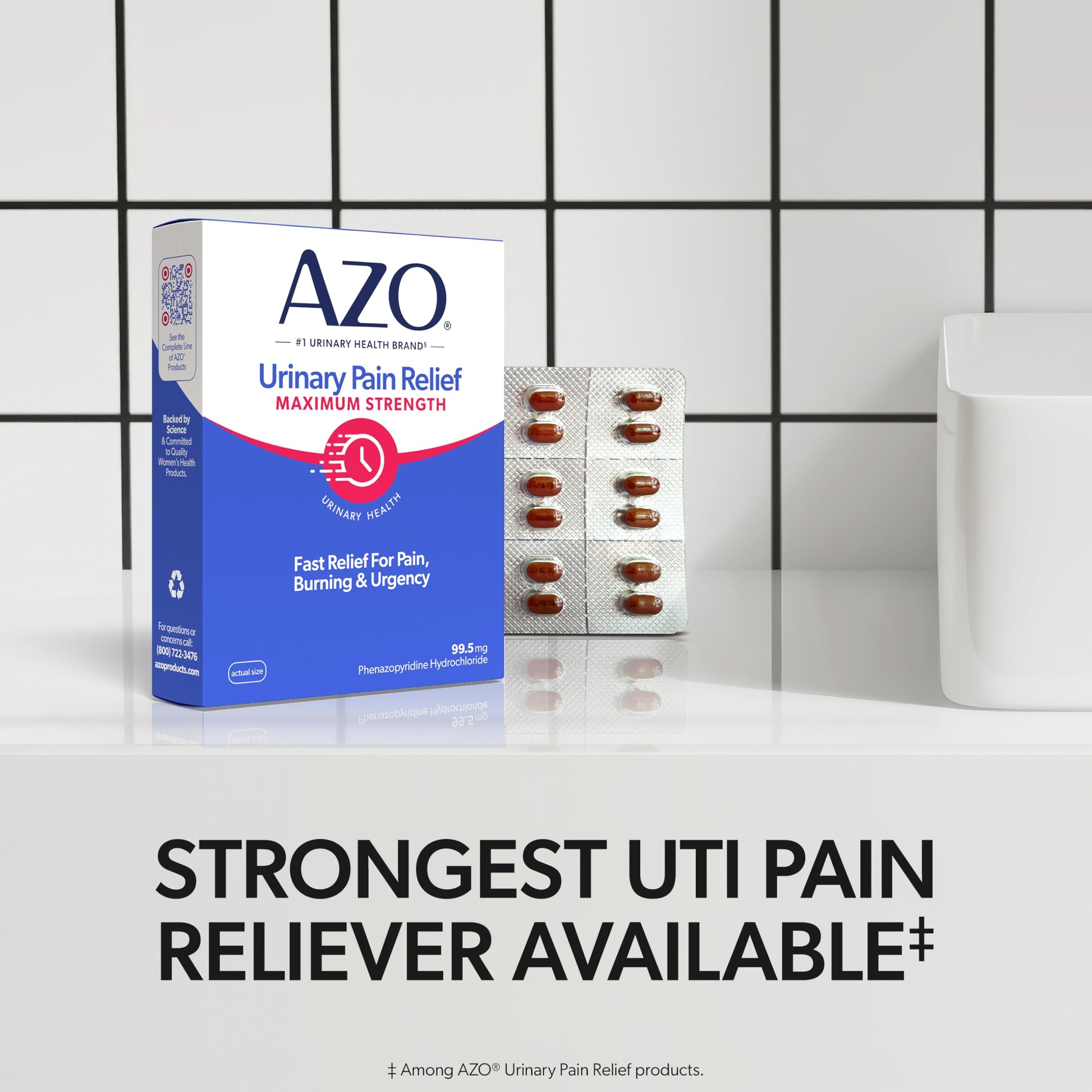 AZO Urinary Pain Relief Maximum Strength, Fast relief of UTI Pain, Burning & Urgency, Targets Source of Pain, #1 Most Trusted Brand, 24 Tablets AZOBuy Supplements Australia